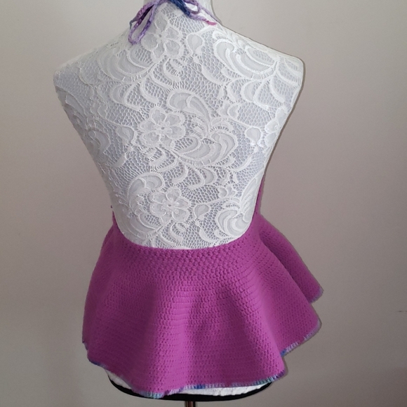 🧶Handmade purple halter peplum top - Picture 2 of 7